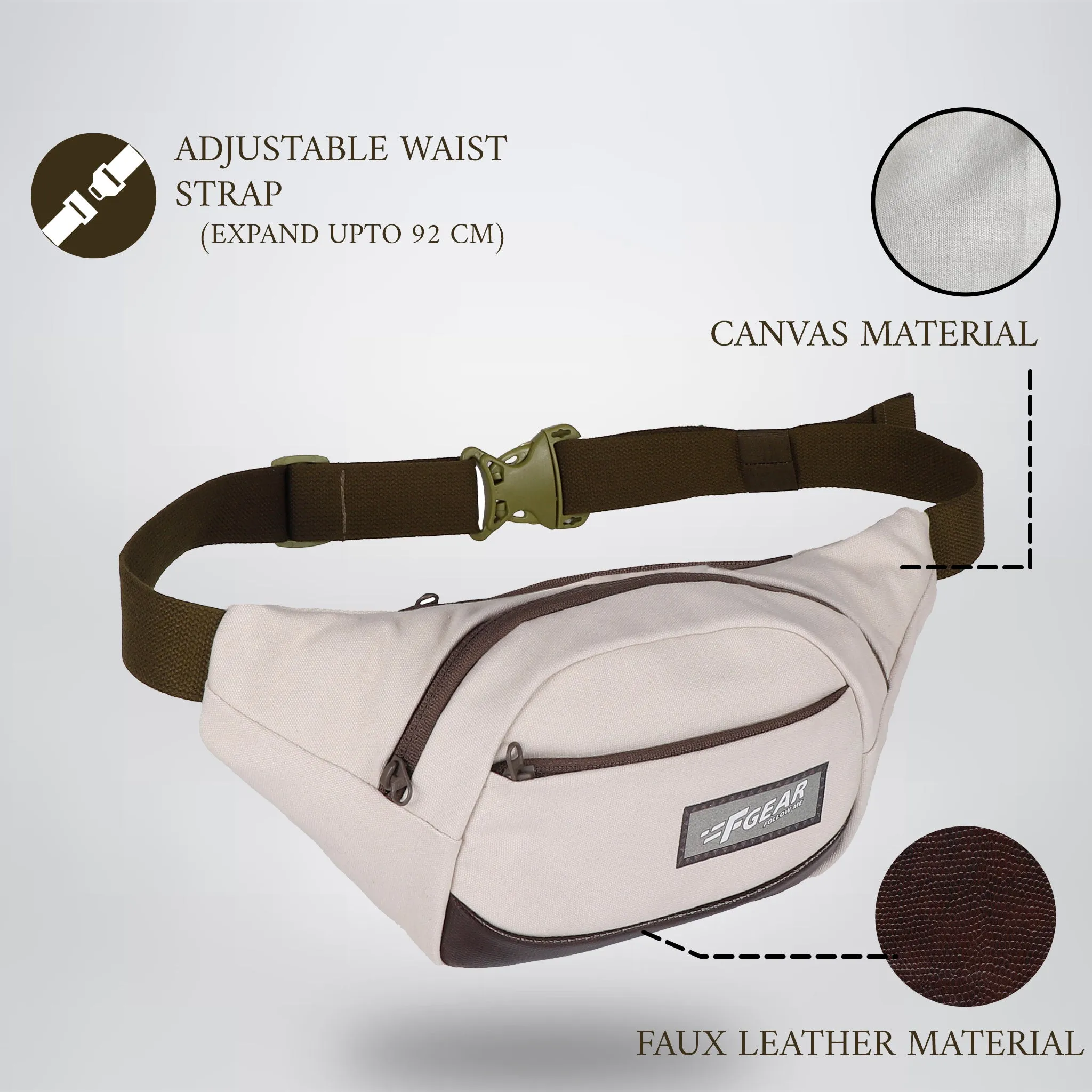 Touche Beige Canvas 4L Waist Pouch