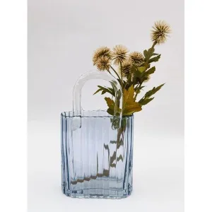 Urban Products Reeded Handbag Glass Vase Blue Lg 28cm