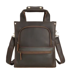 Vertical Leather Messenger Bag For Men