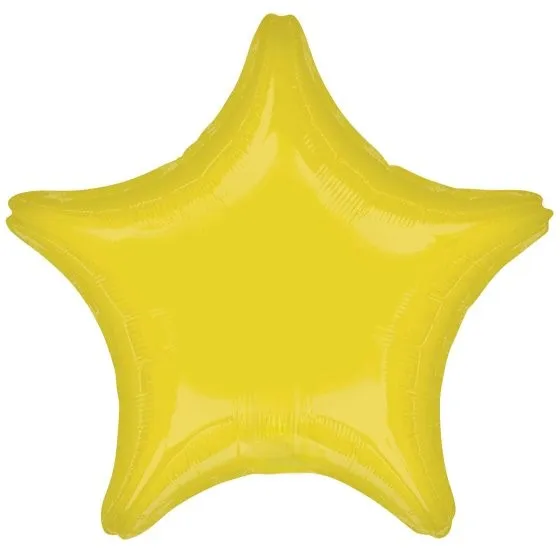 Vibrant Yellow Star Foil Balloon 45cm Each