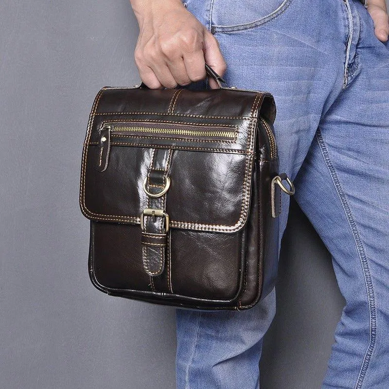 Vintage Leather Messenger Shoulder Bag for Men