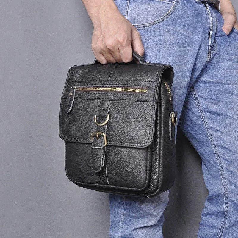 Vintage Leather Messenger Shoulder Bag for Men