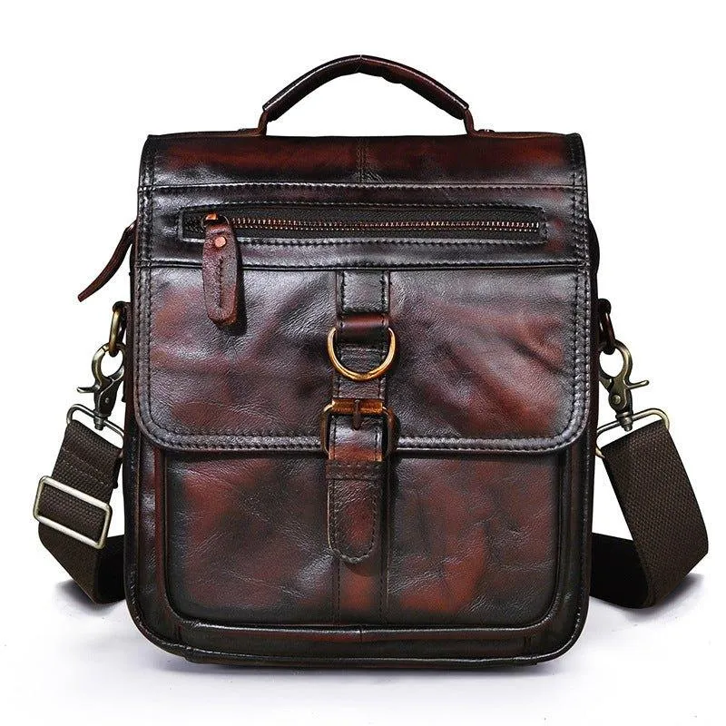 Vintage Leather Messenger Shoulder Bag for Men