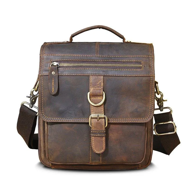 Vintage Leather Messenger Shoulder Bag for Men