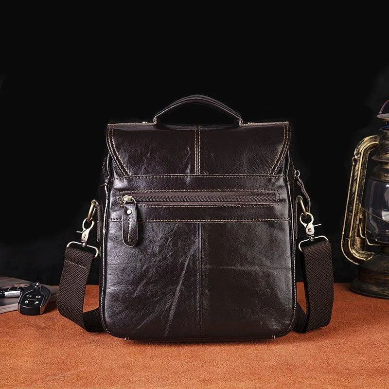 Vintage Leather Messenger Shoulder Bag for Men