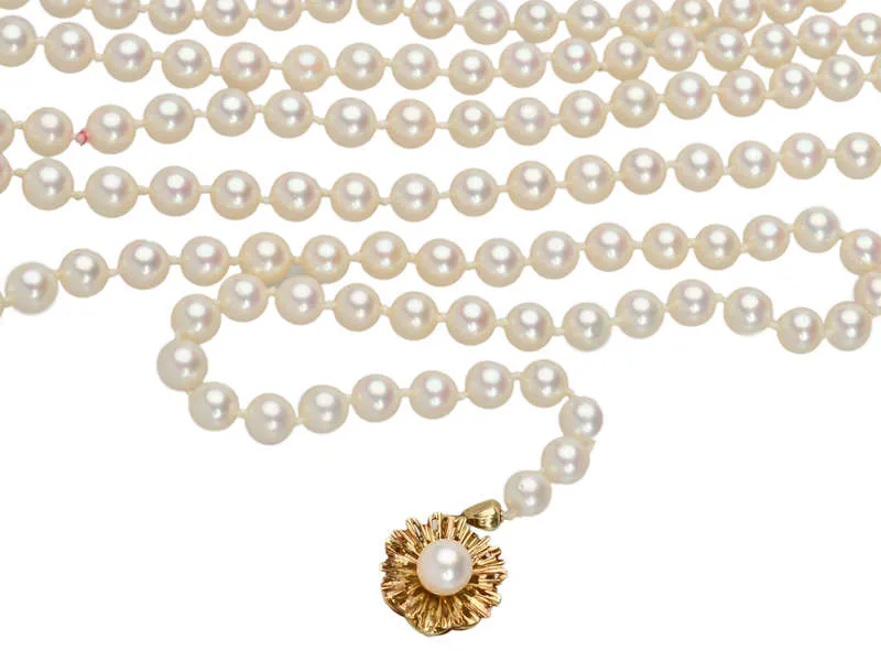 Vintage Mikimoto Pearl Necklace & Gold Clasp