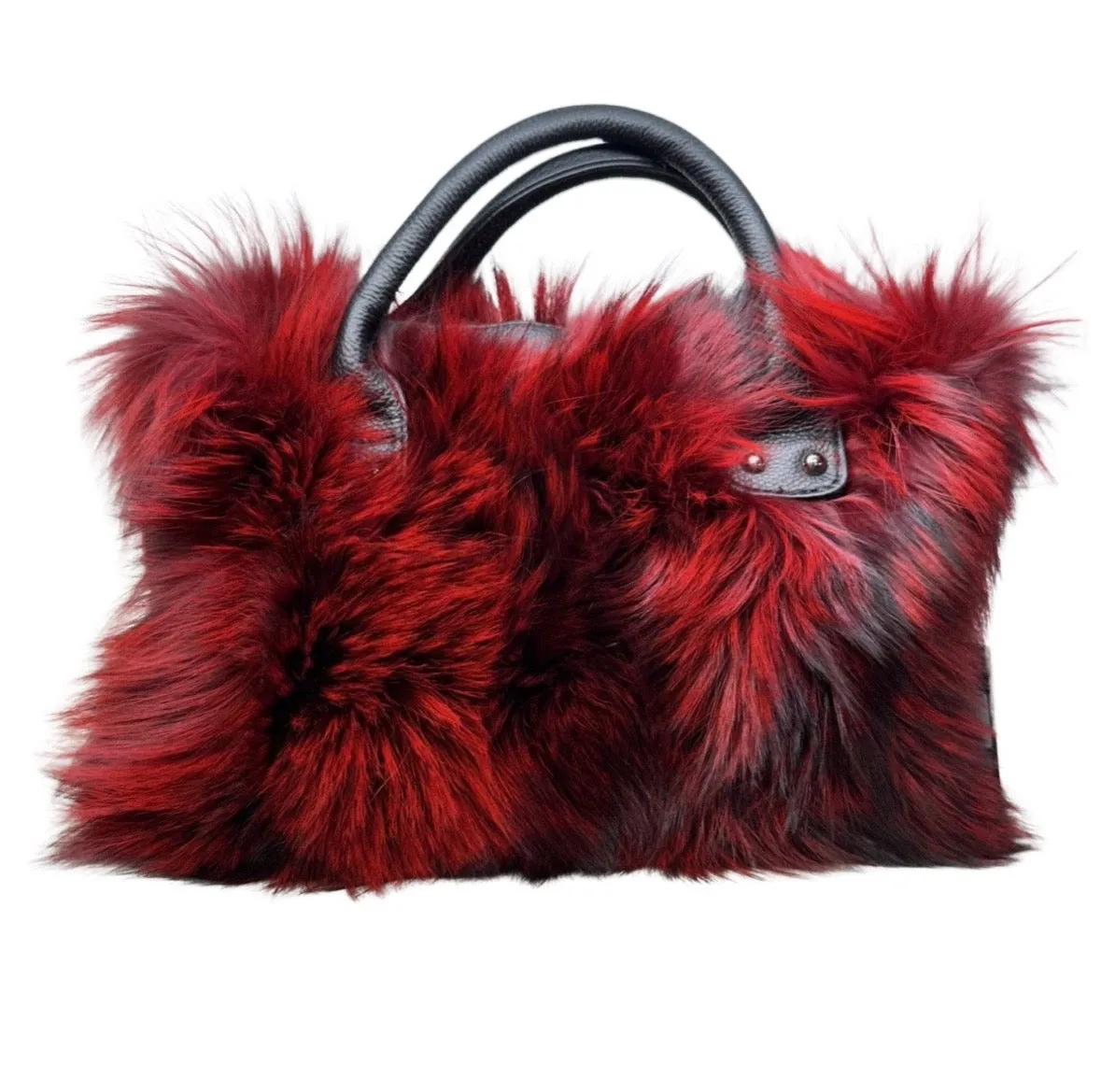 Volare Ladies Wine Fox Fur Handbag