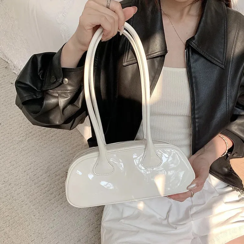 Vvsha Design Retro Patent Leather Bags For Women 2024 Autumn Y2k Korean Fashion Shoulder Bag Female Travel Handbags And Purses