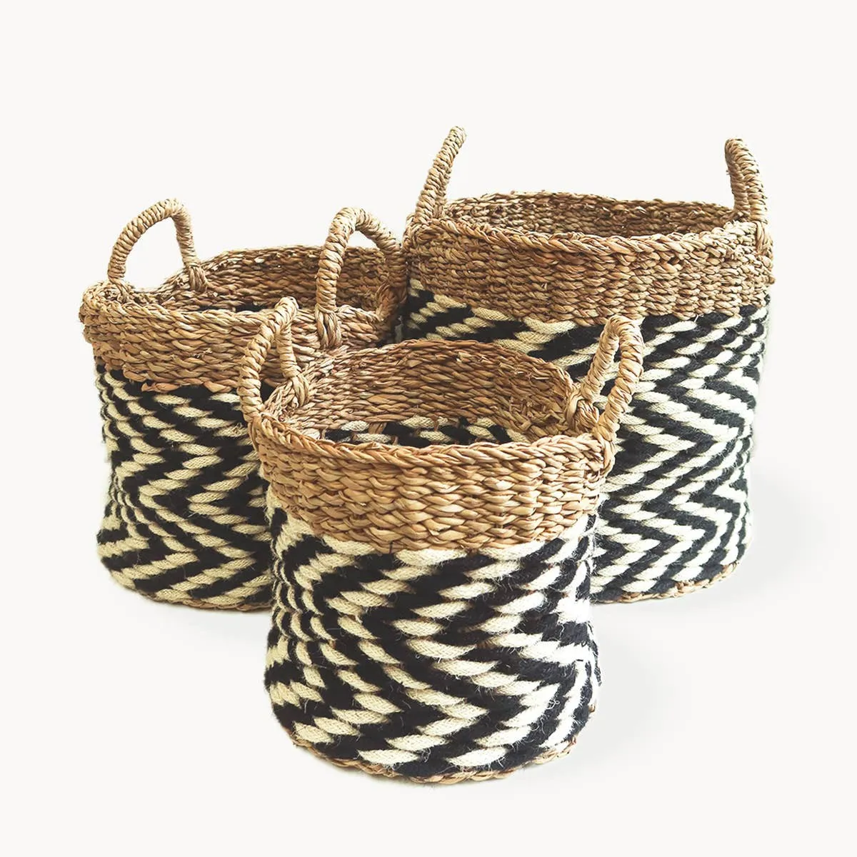 Wicker Storage Basket l Ula Zigzag Basket-Set of 3