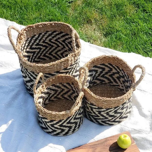 Wicker Storage Basket l Ula Zigzag Basket-Set of 3