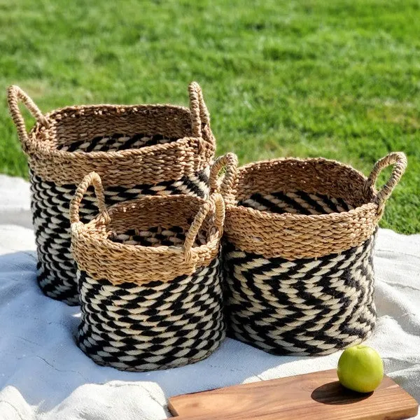 Wicker Storage Basket l Ula Zigzag Basket-Set of 3