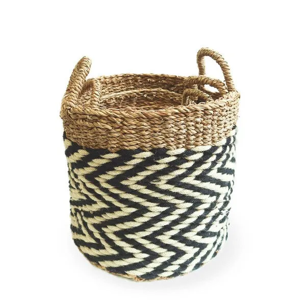 Wicker Storage Basket l Ula Zigzag Basket-Set of 3