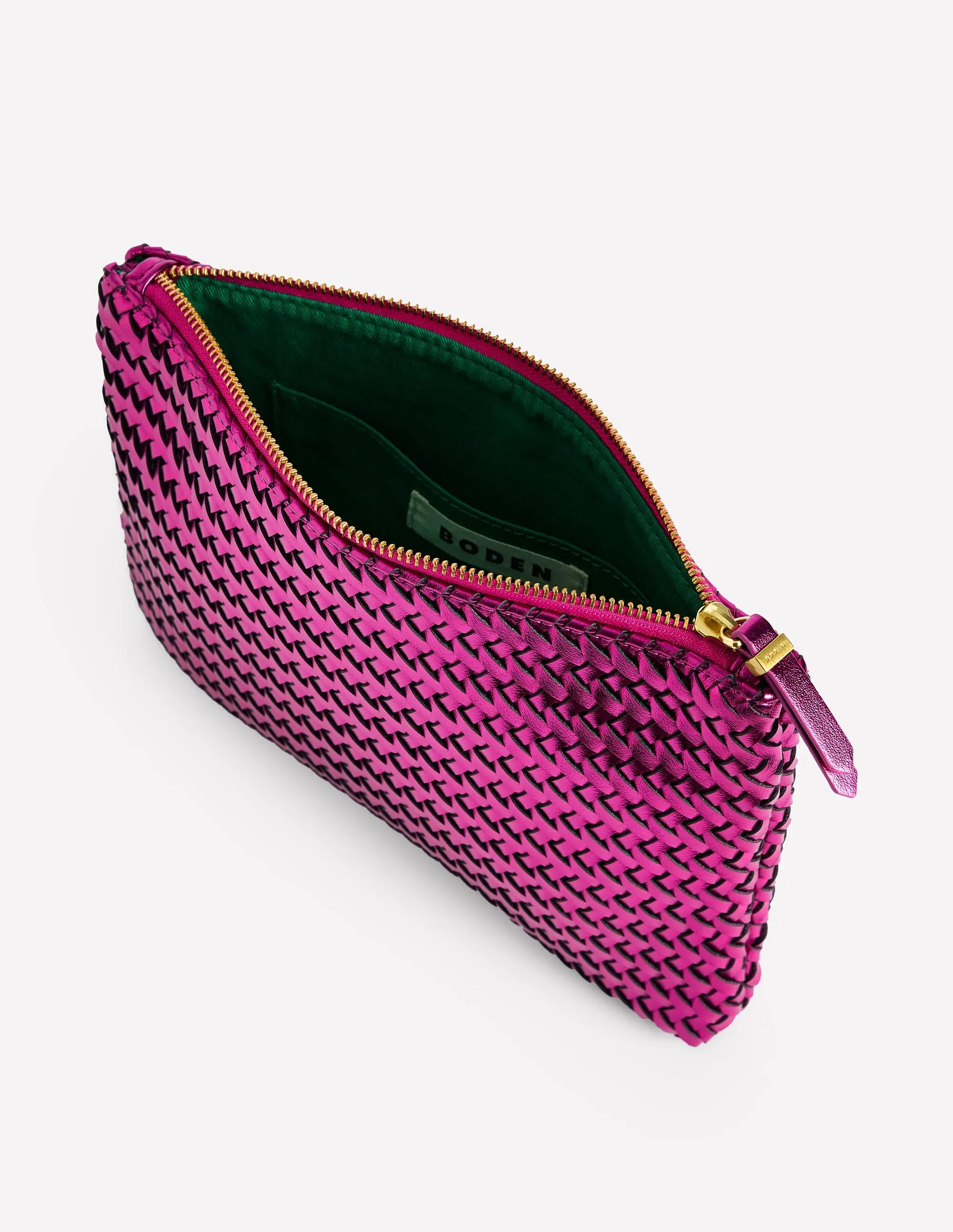 Woven Metallic Pouch-Pink Metallic