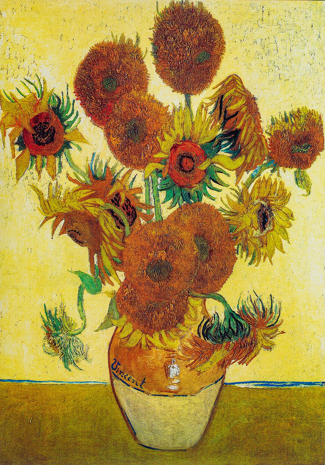 Yellow Sunflowers - Painted by Vincent Van-Gogh - Circa. 1888. High Quality Polyester Cotton Canvas Print. Ready to be Framed. Available in One Large Size. 70cm X 100cm. Stretched Canvas Option Available in One (1) Large Size - 70cm x 100.