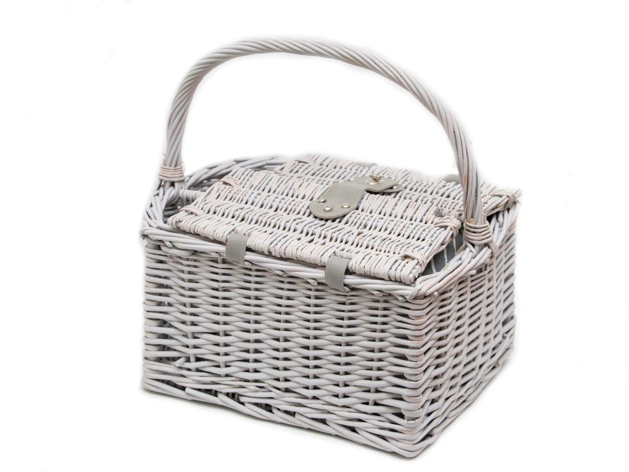 Yuppie Gift Baskets Romance Picnic Basket (2 Persons) | Grey Washed Wicker